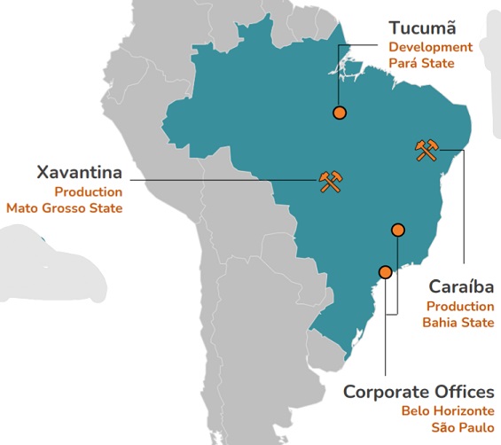 Ero Copper Mines in Brazil Map