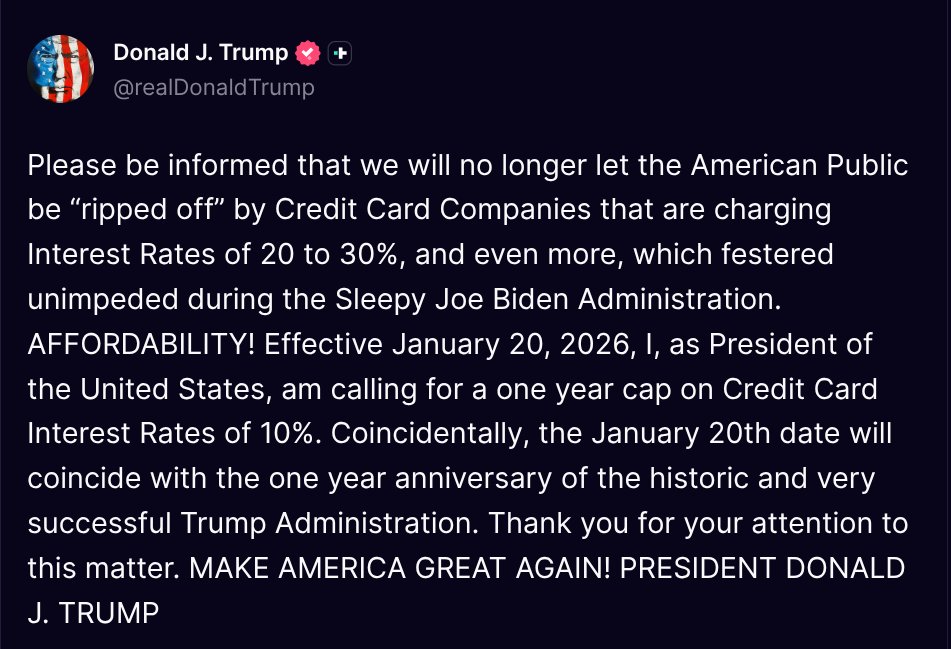 Kreditkarten Zinsen Trump Truth Social Amex Visa Mastercard